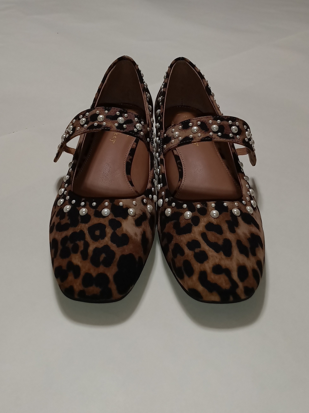Copper Key Leopard-Print Pearl Mary Jane Block Heel Flats - Brown Size 7.5 - Picture 3 of 13